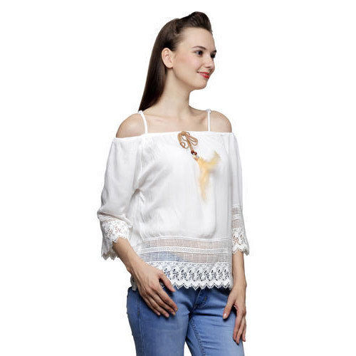 Ladies Off Shoulder Stylist Plain Cotton Full Sleeves Top Application: Transfer Printing