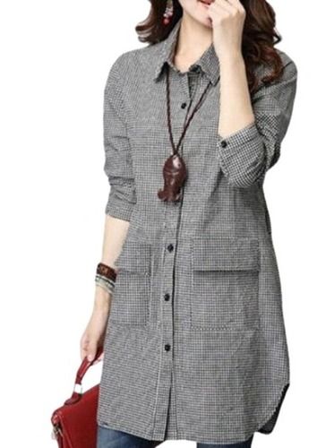 Light Weight Full Sleeves Party Wear Cotton Long Shirt For Ladies