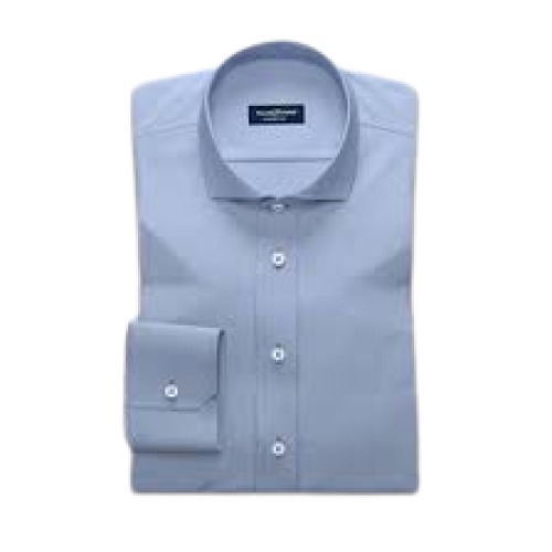 Men Plain Long Sleeve Formal Wear Regular Fit Cotton Blue Shirt