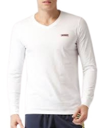 Men's Plain Comfortable V-Neck Cotton Full Sleeve Casual Wear T-Shirt - Cotton, XXS to XL Sizes, White Color | Long Sleeves, Wardrobe Staple, Breathable Comfort