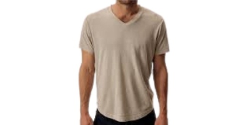 Men's Plain V Neck Short Sleeve Casual Wear Cotton T-shirt
