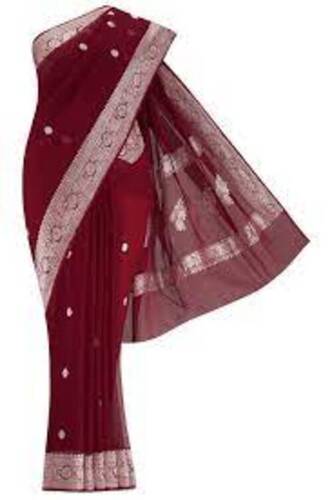 Plain Threaded Work Daily Wear Cotton Silk Georgette Banarasi Saree 