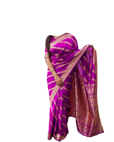 Magenta Printed Resam Embroidery With Blouse Party Wear Cotton Silk Banarasi Saree 