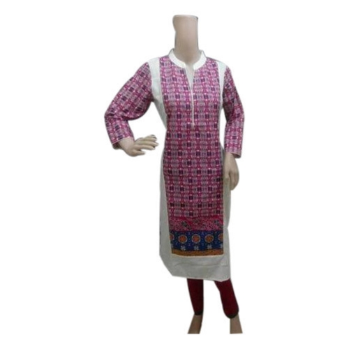 Casual Wear Full Sleeves Breathable Long Printed Kurti For Women