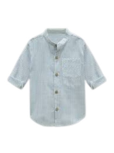 Light Grey Casual Wear Regular Fit Long Sleeve Striped Cotton Shirt For Boys