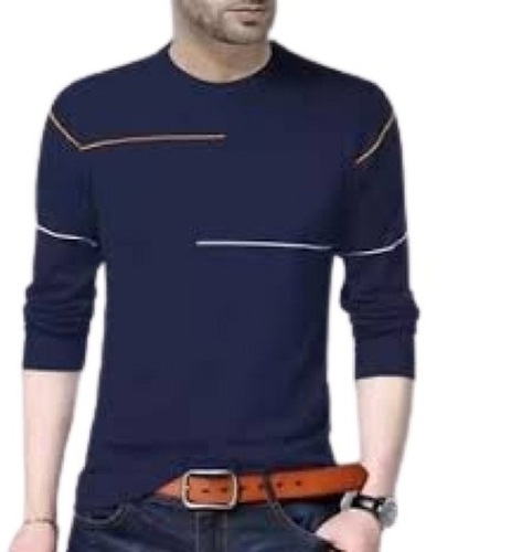 Full Sleeve Round Neck Printed Trendy Casual Wear Cotton T-Shirt For Men'S