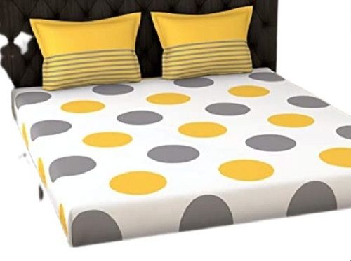 White With Yellow King Size Printed Breathable 100% Pure Cotton Bed Sheet