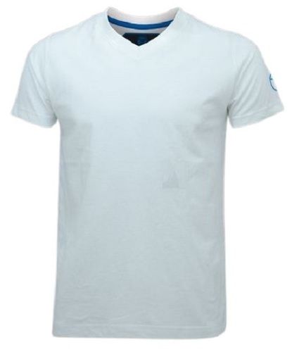 White Men V Neck Short Sleeve Plain Casual Wear Regular Fit Cotton T-Shirt