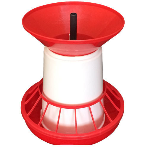 Red And White Grower Feeder With Funnel & Grill Use For Feeding/Drinking