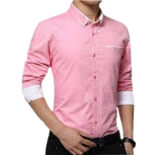 Formal Wear Long Sleeve Regular Fit Plain Cotton Shirt For Mens - Cotton, Sizes S-XXL, Pink, Breathable Material, Perfect for Summer Wear