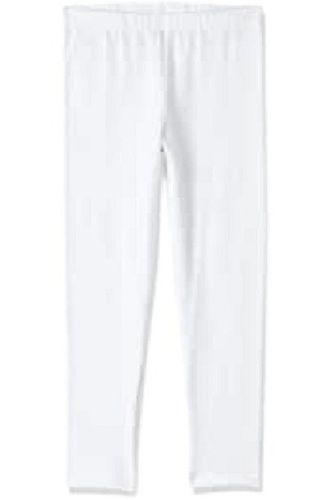 White Kids Casual Wear Slim Fit Plain Cotton Legging For Summer Season 