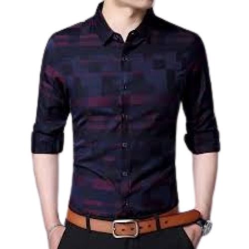 Dark Blue Men'S Casual Wear Full Sleeve Pure Cotton Material Printed Pattern Shirts