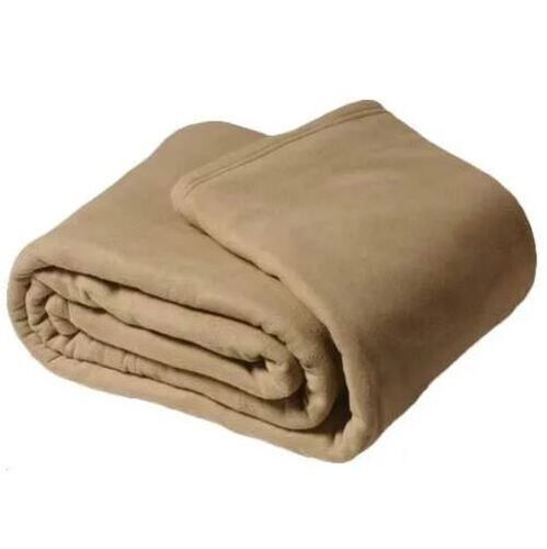 Brown 90 X 60 Inches Rectangular Smooth Plain Uv Protection Woolen Blanket 