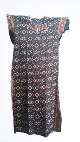 Ankle-Length Smooth Texture Comfortable Short-Sleeved Printed Nighty For Women