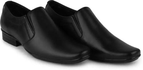 Black Comfortable Eva Insole Plain Pointed Toe Formal Leather Shoes For Men