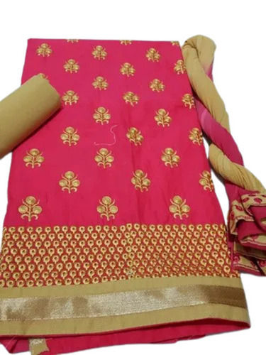 Pink Designer Printed Georgette Unstitched Salwar Suit For Ladies 