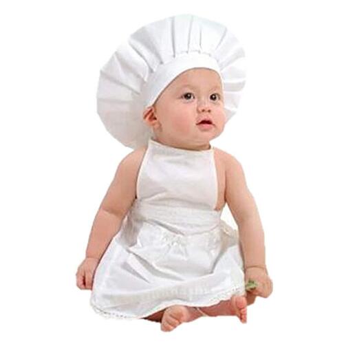 Extra Small Plain White Baby Chef Soft Cotton Apron For Kids