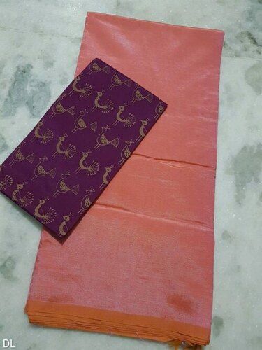 Plain Mangalagiri Cotton Langavoni Saree With Zari Border 5.5 Meter (Separate Blouse Piece) Dry Place