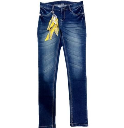 Regular Fit Casual Wear Straight Style Plain Dyed Denim Jeans For Ladies