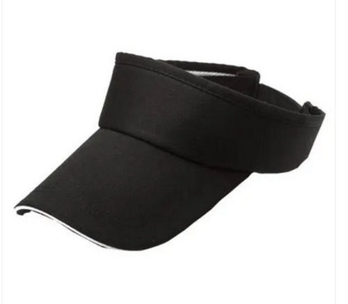 Black 15 X 15 X 2 Centimeter Lightweight Plain Dyed Polycotton Visor Style Sport Cap