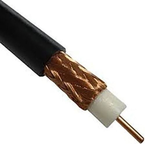 Black 25 Meter 10 Mm High Volt 75 Ohm Industrial Usage Pvc Cover Copper Coaxial Cable