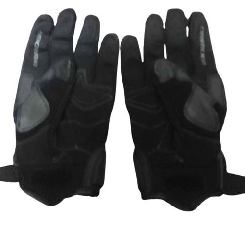 Acrylic Fabric Full Finger Black Plain Bike Glove