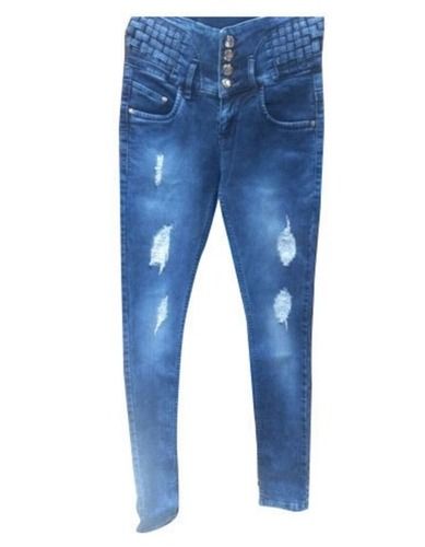Comfortable Regular Fit And Straight Style Casual Wear Ripped Jeans For Women