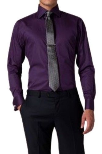 Purple Men Plain Formal Wear Full Sleeves Comforatble Feel Fit Pure Cotton Shirt