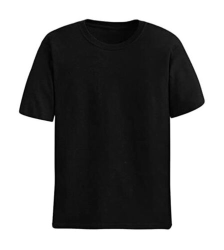Men Breathable Short Sleeve Black Plain Round Neck Cotton T Shirt