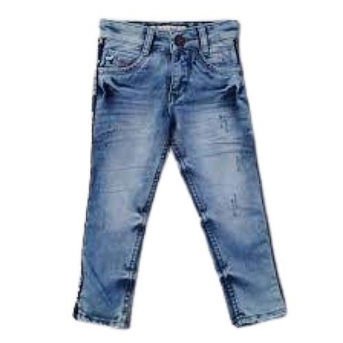 Blue Plain Casual Wear Stylish Fancy Washable Denim Jeans For Kids