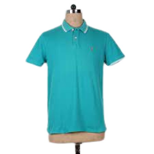 Blue Plain Polo Neck Short Sleeve Casual Wear Allen Solly T-Shirt For Men