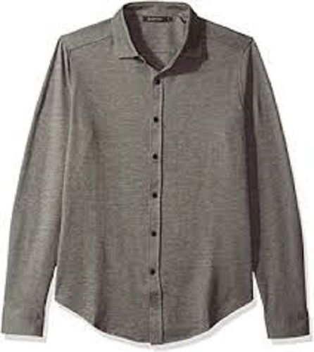 Grey Breathable Full Sleeves Style Casual Wear Cotton Knit Shirt