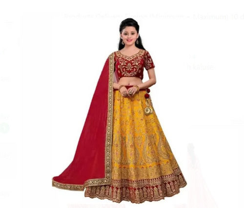 Multicolor Indian Traditional Short Sleeves Georgette Embroidered Bridal Lehenga 