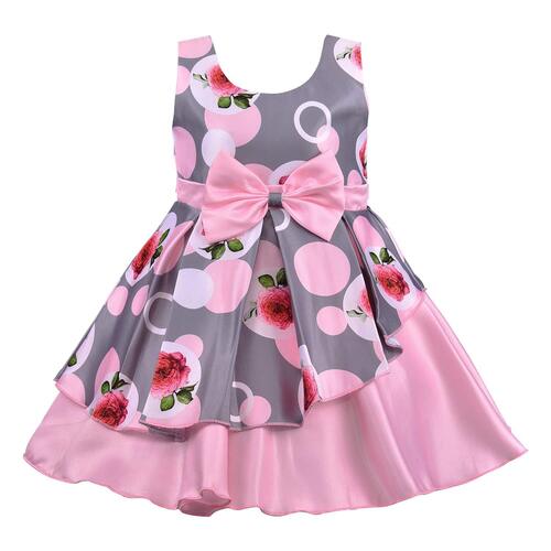 Multi Color Sleeveless Round Neck Printed Pattern Kids Girls Frock Age Group: 3-5