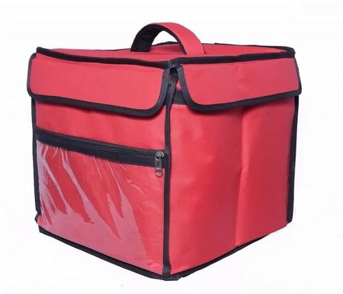 Red 35 X 35 Cm Square Double String Plain Nylon Food Delivery Bags 