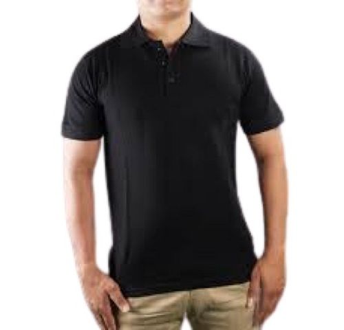 Black Causal Wear Half Sleeve Polo Neck Cotton Body Fit Mens T Shirts