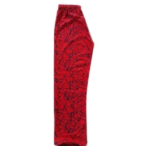 Red Washable Light Weight Fancy Design Casual Printed Cotton Lower For Ladies