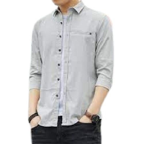 Grey Full Sleeve Breathable Cotton Formal Wear Mens Shirts