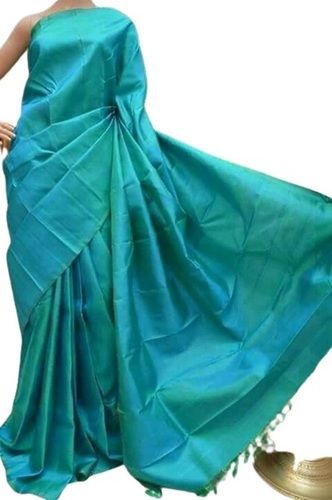 Sky Blue Ladies Plain Pattern Party Wear Pure High Quality Cotton Saree