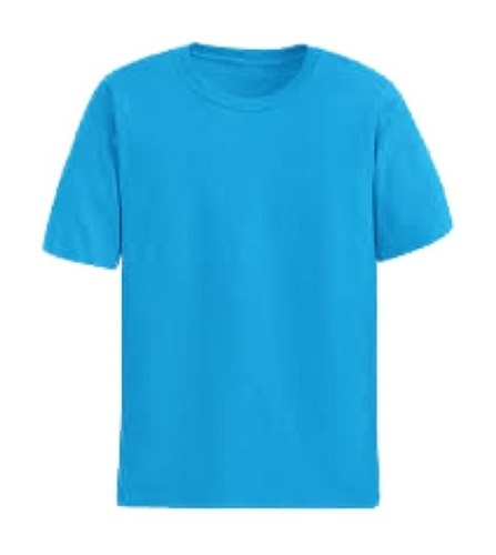 Sky Blue Men Causal Wear Round Neck Half Sleeve Trendy Fancy Plain Cotton T-Shirts