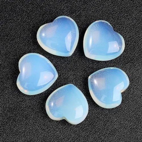 Sky Blue Glossy Opal Hearts Stone For Decoration