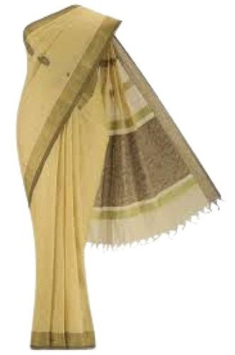 Golden With Brown Ladies Breathable Printed Formal Wear Comfortable Summer Season Cotton Sarees