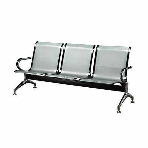 Three Seater Stainless Steel 5 Mm Medium Back Waiting Bench