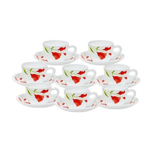 घर और कार्यालय के लिए सफेद रंग का मुद्रित पैटर्न चाय कप सेट