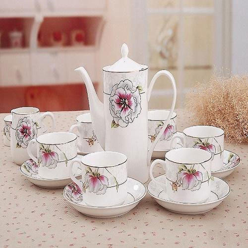 घर और कार्यालय के उपयोग के लिए सफेद रंग का मुद्रित पैटर्न चाय कप सेट