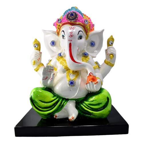 सफेद हरे और सुनहरे संगमरमर की गणेश प्रतिमा