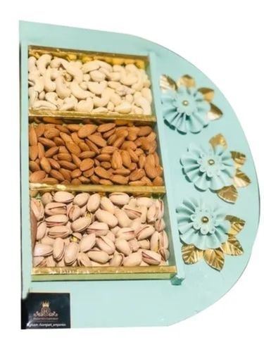 Blue 12 X 15 Inches D Shape Three Compartment Matte Laminated Dry Fruit Box