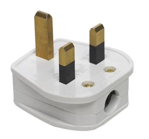 White 17.3 X 6.3 Durable Long Lasting Ip 54 Protection Plastic 3 Pin Electrical Plug