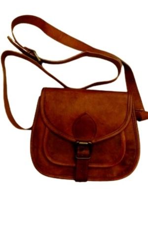 7 x 9 x 3 Inches Plain Leather Cross Body Bag for Girls and Women