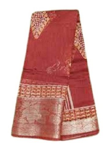 Maroon Ladies Printed Cotton Casual Wear Fancy Sarees